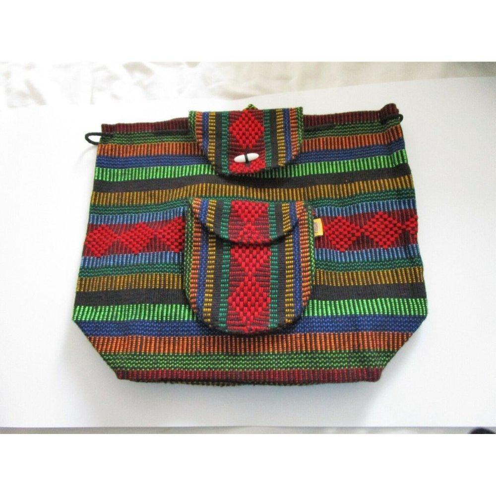 Authentic RASTA Pinzon Bag Beach Hippie Ethnic Backpack Made in Mexico Unisex - Picture 3 of 7